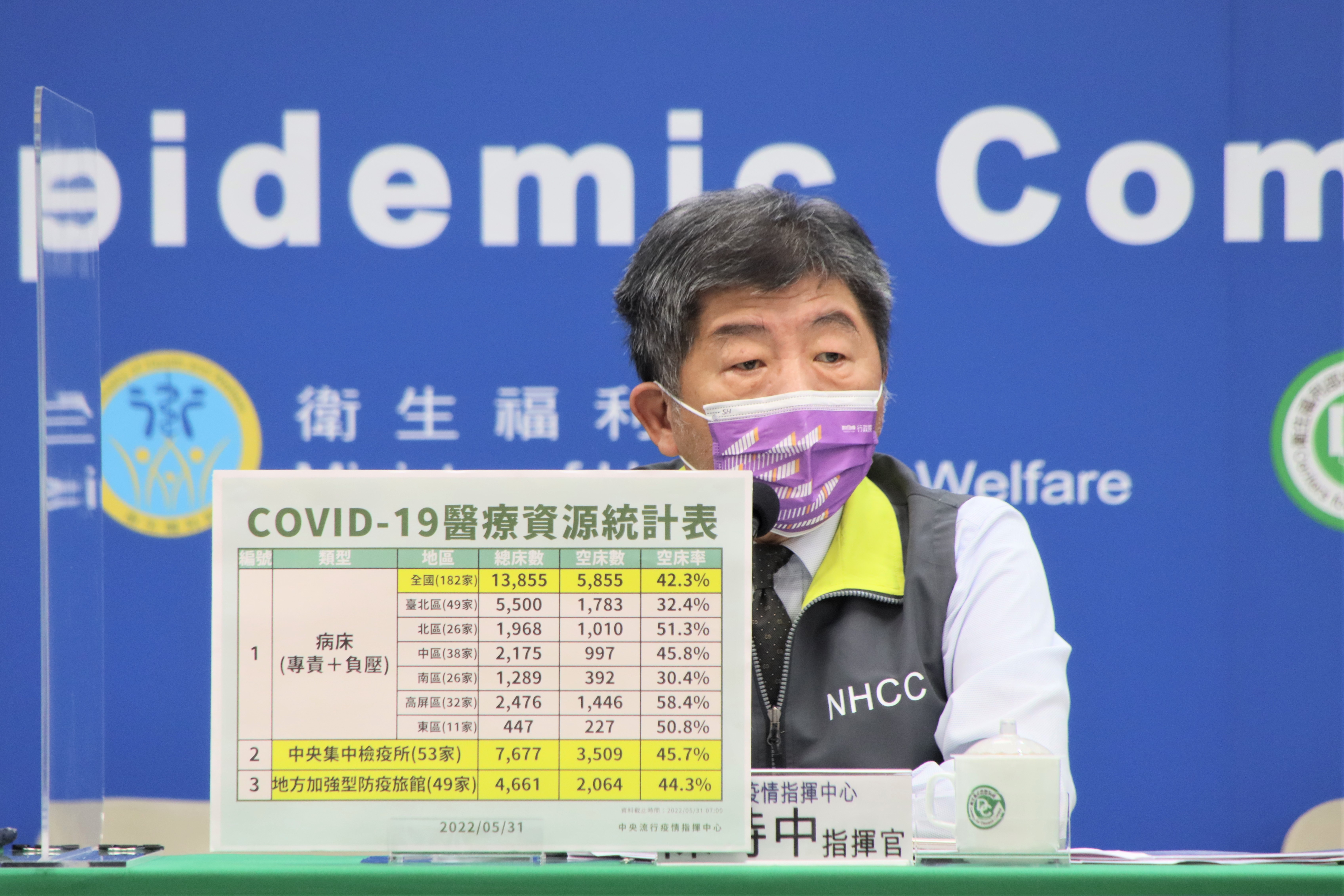 對於新北中和男童父親的要求，陳時中證實今天中午，已通知該父親領取1922錄音檔。（指揮中心提供）