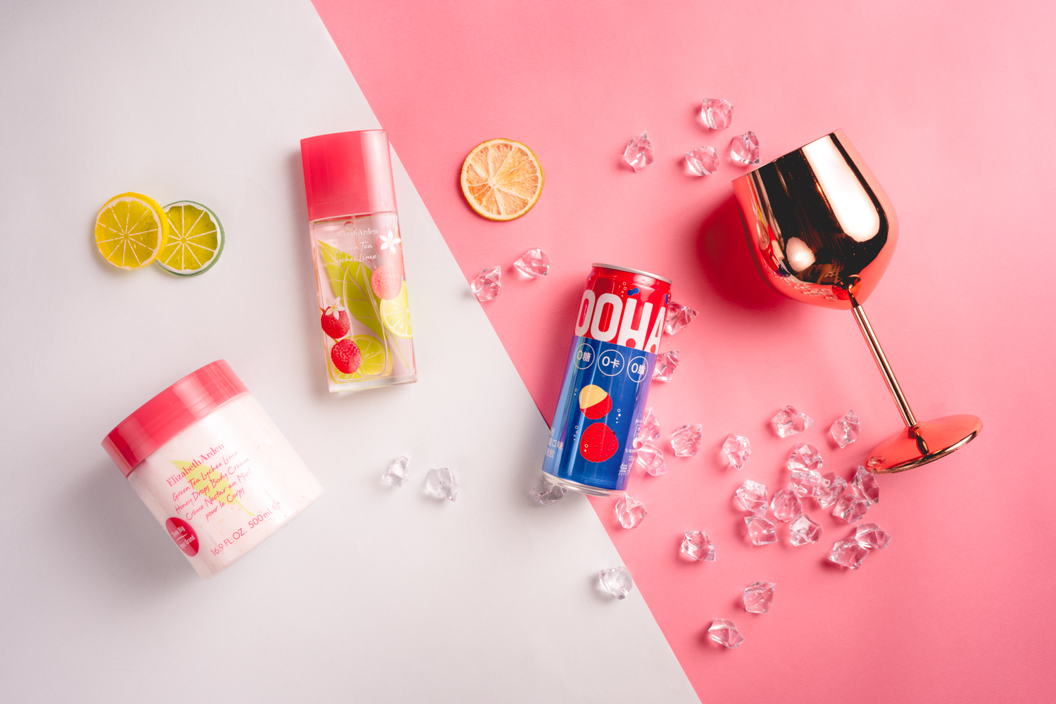 伊麗莎白雅頓推出夏季限量綠茶荔枝萊姆的香水與蜜滴舒體霜，在活動期間消費含一項香氛商品滿5,500元，還可獲得限量「戀夏女孩荔枝萊姆特調組」。（活動時間依各百貨店櫃公布為主）（伊麗莎白雅頓提供）