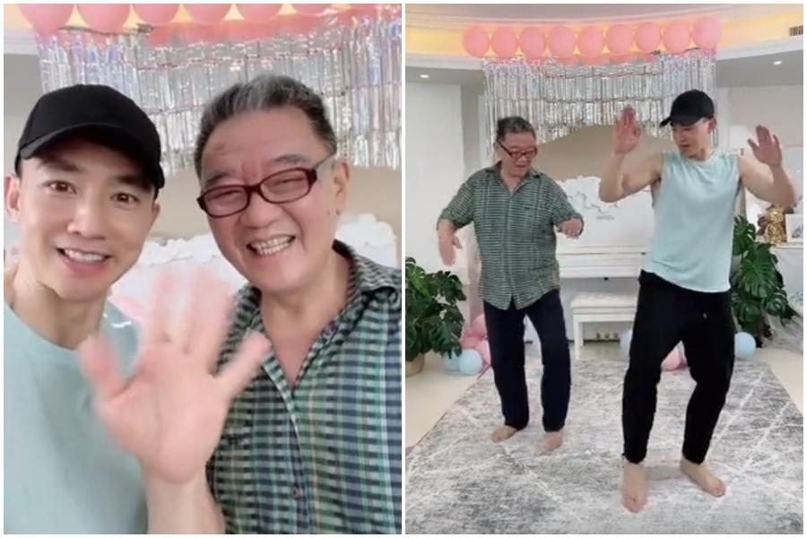 李立群與劉畊宏一起慶祝上海解封,2人合體跳了最近火紅的〈本草綱目〉健身操。(翻攝自李立群抖音)