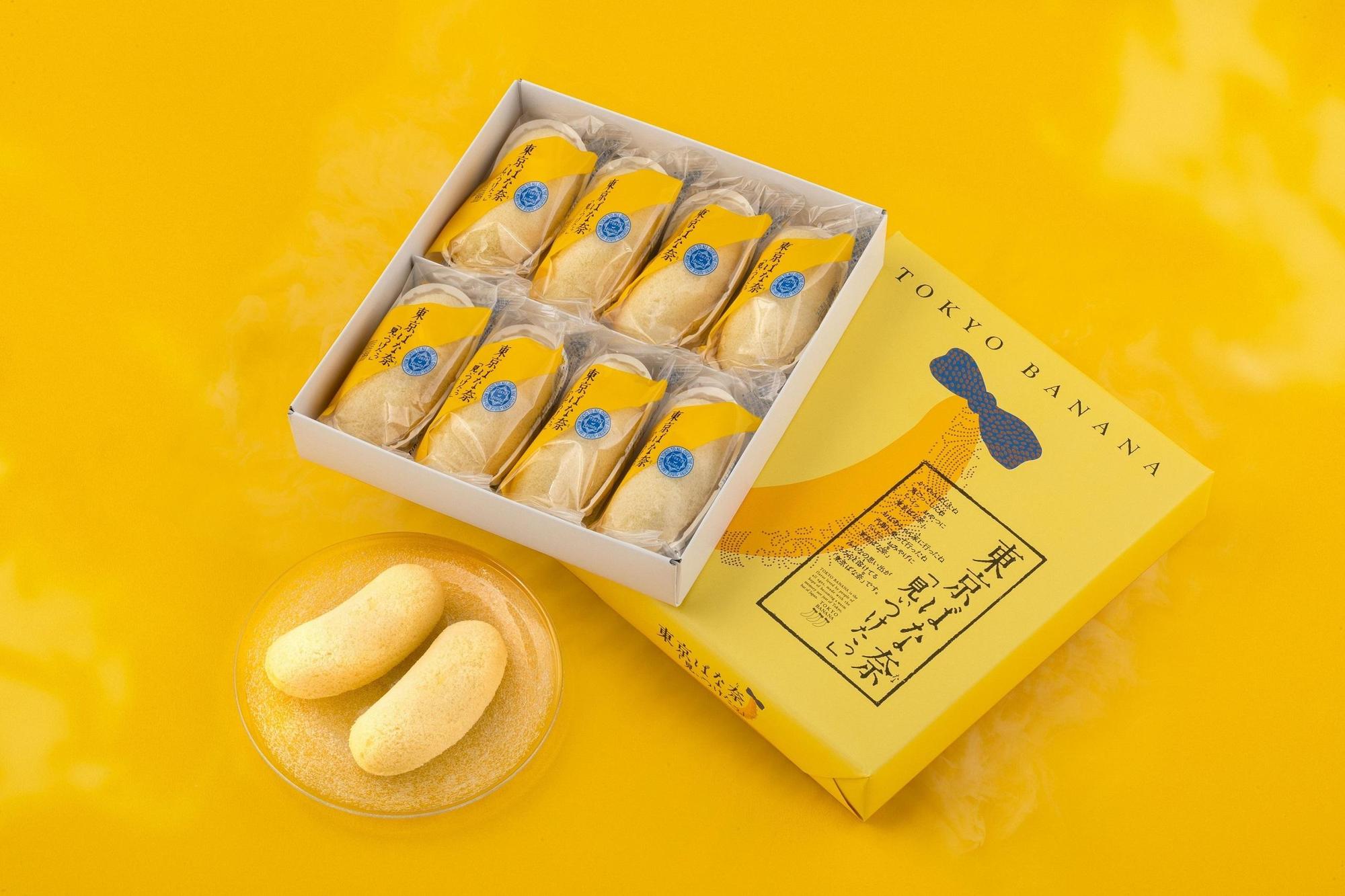 以往只能在日本機場免稅店看到的東京香蕉「經典原味蛋糕」，現在在台灣也買得到。（620元／8入禮盒，TOKYO BANANA提供）