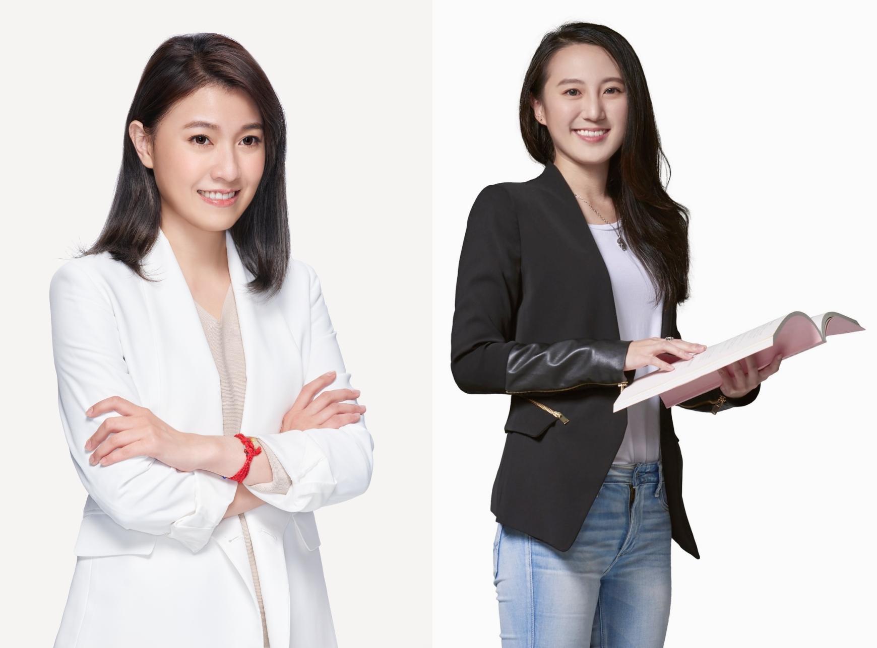 台北市議員耿葳(右)與市議員參選人顏若芳首次挑戰直播綜藝節目。(17LIVE提供)