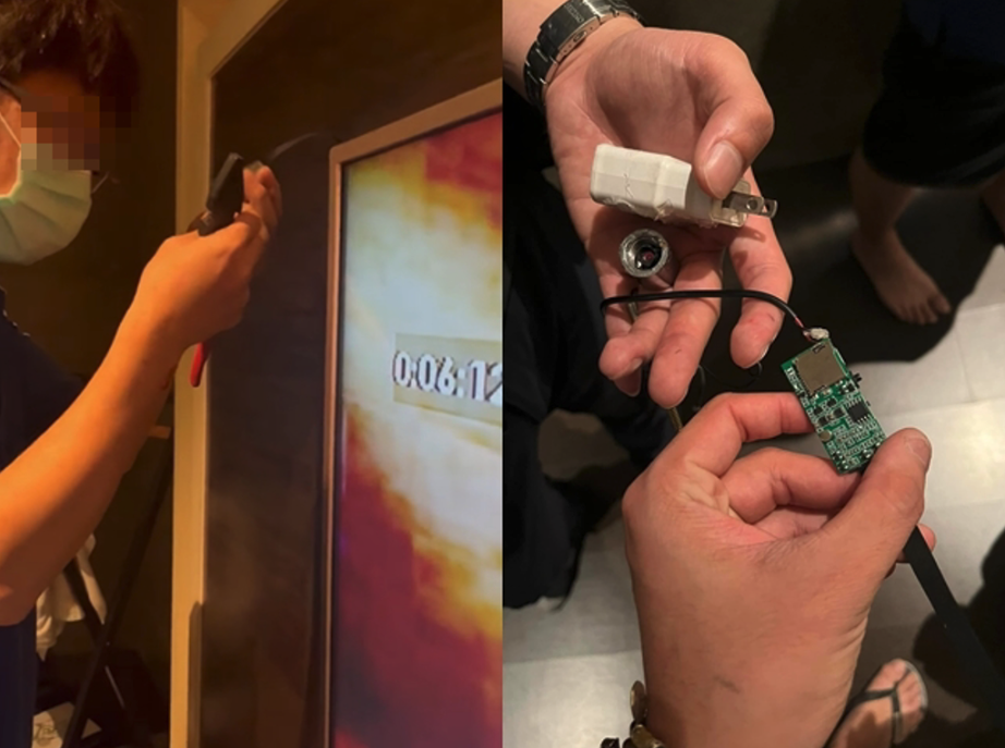 高雄小港一家知名摩鐵被房客發現裝有針孔攝影機，因未善盡管理人責任，警方將業者送辦。（翻攝爆料公社）