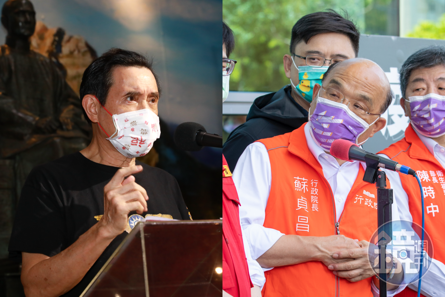 針對前總統馬英九（左）批評台灣是「不自由的民主」，行政院長蘇貞昌（右）則回嗆稱「會成為世界笑柄」。（本刊資料照）