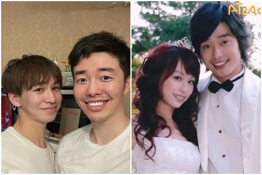 微博網友曬出一張和好友的合照，「神撞臉」《微笑Pasta》CP張棟樑和王心凌。（合成圖，取自Kayle黃天微博）