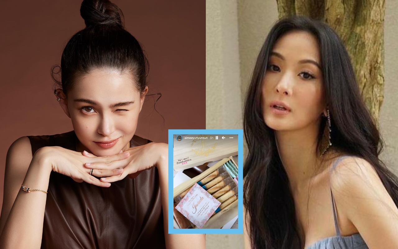 微風廣場董娘孫芸芸（右圖）收到前微風代言人昆凌（左圖）的女兒滿月禮盒。（翻攝自孫芸芸、昆凌IG）