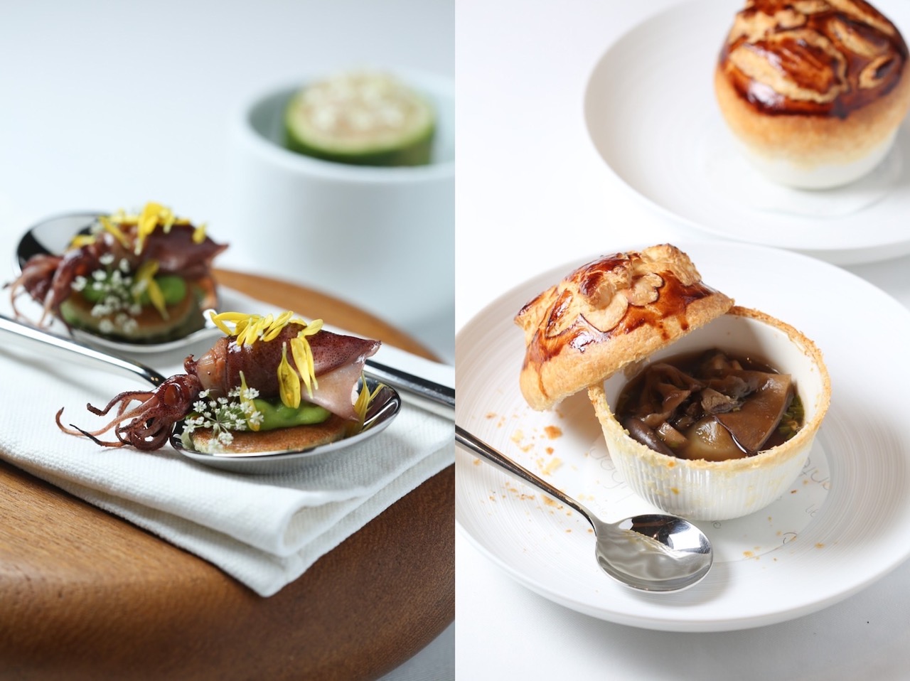 武田健志執掌的法式餐廳「Liberte’」烹調技法繁複，整套菜色呈現輕盈。