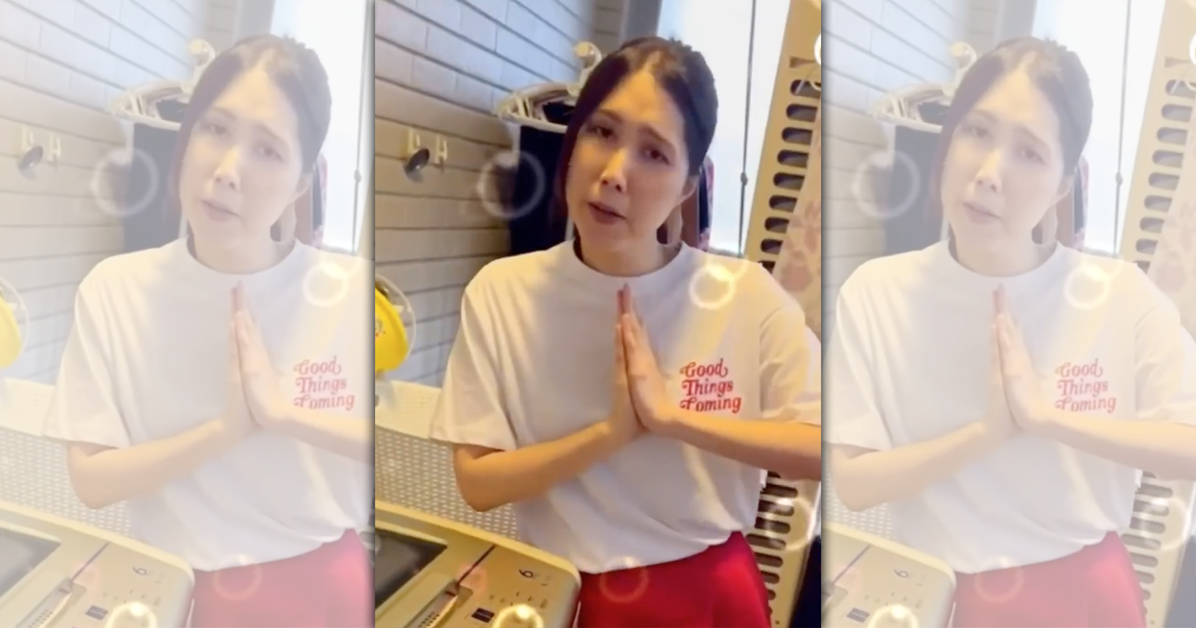 余苑綺拍業配影片氣色看起來不錯。（翻攝自余苑綺臉書）