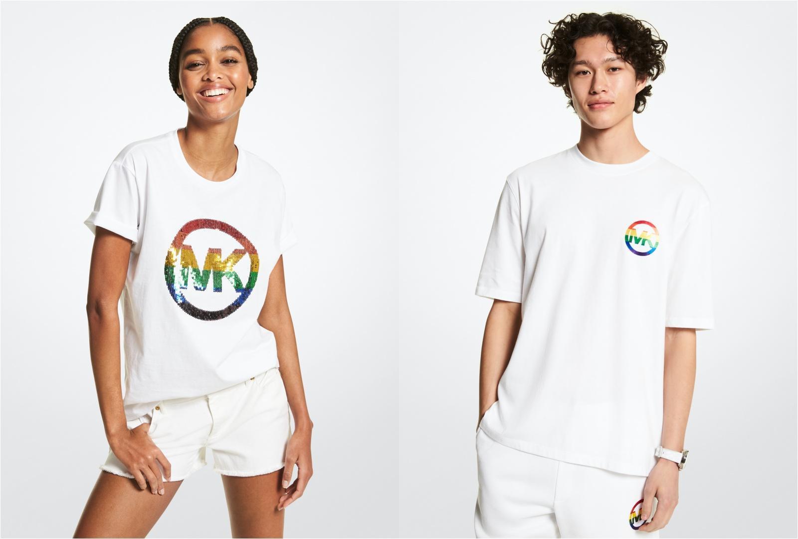 彩虹Logo白色T-shirt(左)NT$4,300、彩虹Logo白色 T-shirt(右)NT$4,800。(MICHAEL KORS提供)