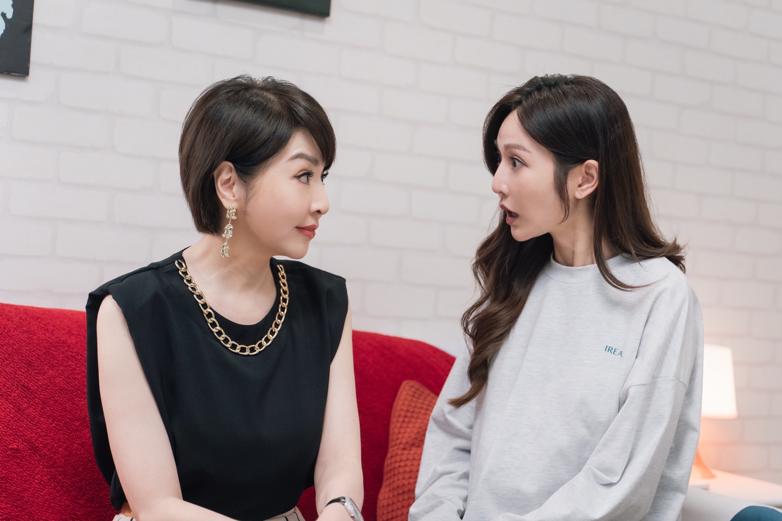 李芳雯（左）加入《機智》劇組，與曾莞婷姐妹情延續18年。（TVBS提供）