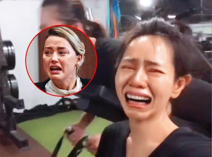 安珀(小圖)在法庭爆哭,當初在床上「棒賽」也沒那麼苦情吧?(嘔嘔嘔)夏于喬沒偶包,秀出「安珀系」的哭照,金靠北。(翻攝自Snopes.com/夏于喬IG)