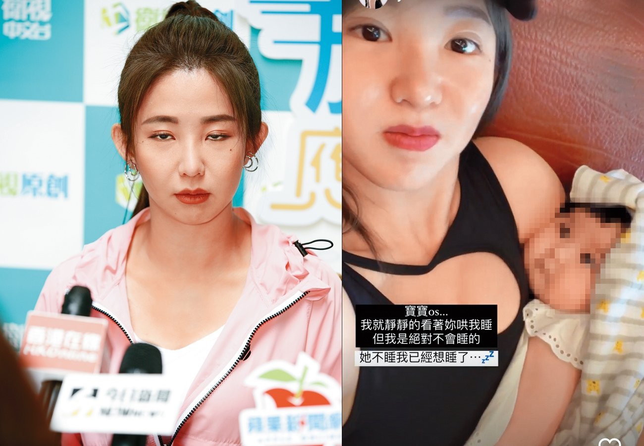 以童顏巨乳出名的郭書瑤最近接連「陪睡」貓咪與小北鼻，但怎麼看起來自己也很想睡？她讓小北鼻靠在胸上哄睡，但她抱怨寶寶都不睡，看來這寶寶很懂喔！（眨眼）（翻攝自郭書瑤IG）