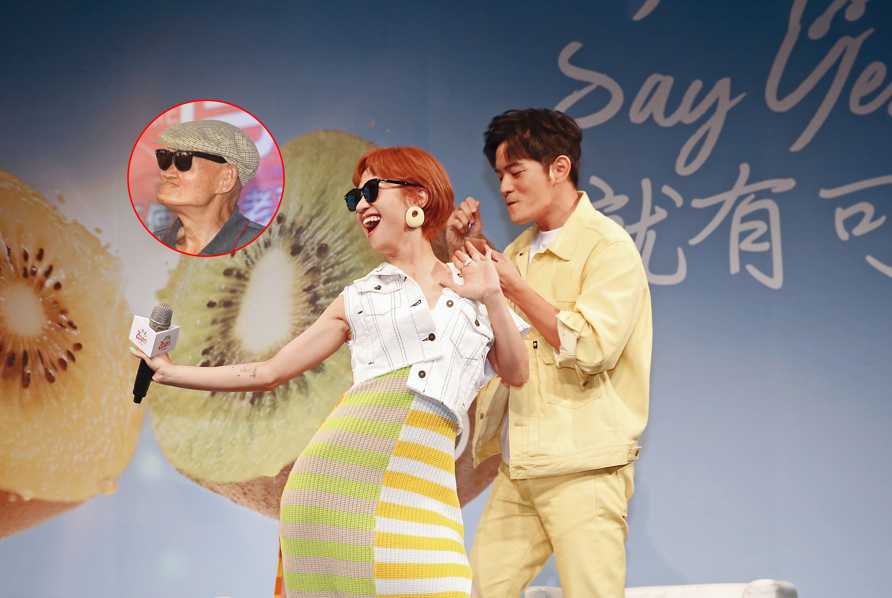 Lulu（左）與宥勝（右）搭檔，一位戴墨鏡、一位下巴前凸，看來是致敬李炳輝（小圖）吧？李炳輝以一曲〈流浪到淡水〉紅遍大街小巷。