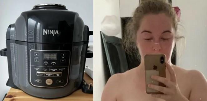 英國一名女子艾瑪(右)誤將自己裸照和她要拍賣的氣炸鍋一同上傳。(翻攝elcaso)