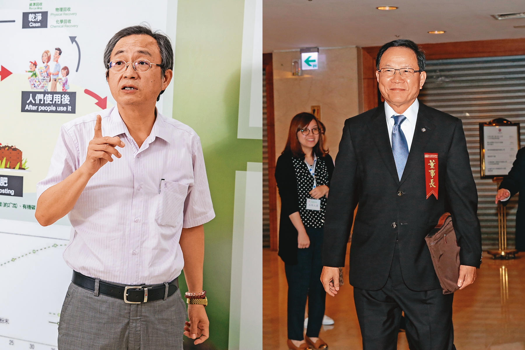 因應國際環保與淨零碳排潮流，台塑攜手銘安科技布局生物可分解塑膠，提前做好萬完準備。左為銘安董事長黃建銘，右為台塑董事長林健男。