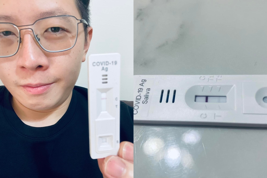 王浩宇日前和確診者密切接觸2小時，其他人都被傳染但他卻倖免，快篩呈現陰性。（翻攝自王浩宇臉書）