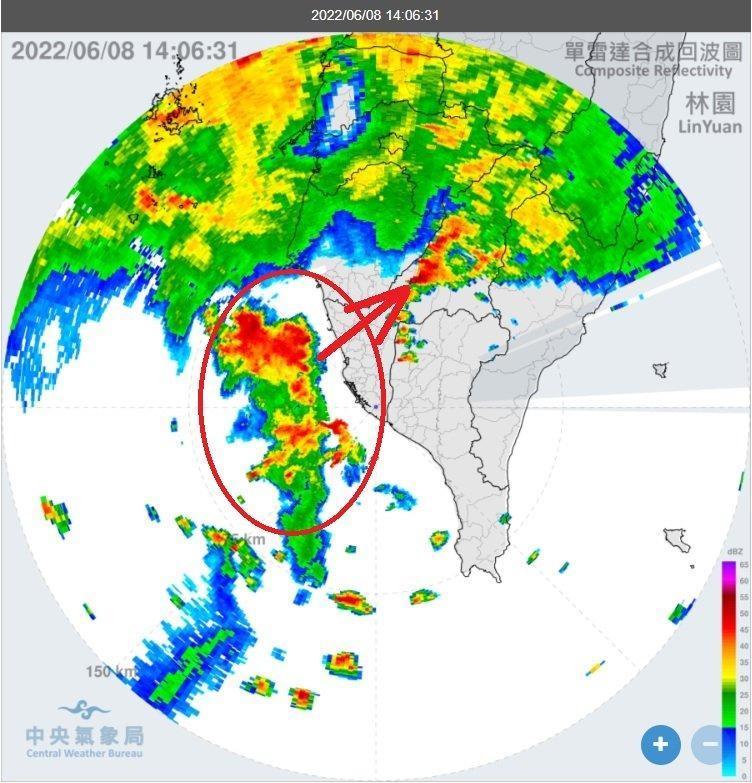 高雄、台南即將下大雨、颳強風。(中央氣象局)