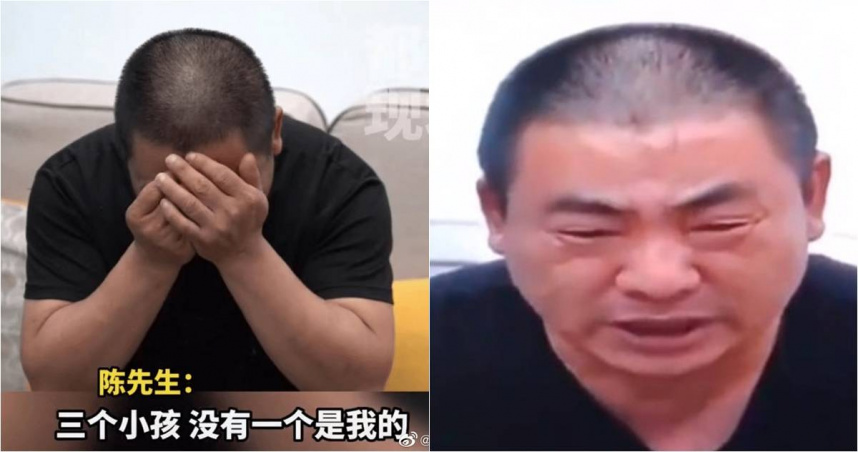 大陸江西一名人夫近日投訴媒體，崩潰大哭結婚16年的3個女兒不是自己的種。（翻攝自網易新聞、微博）