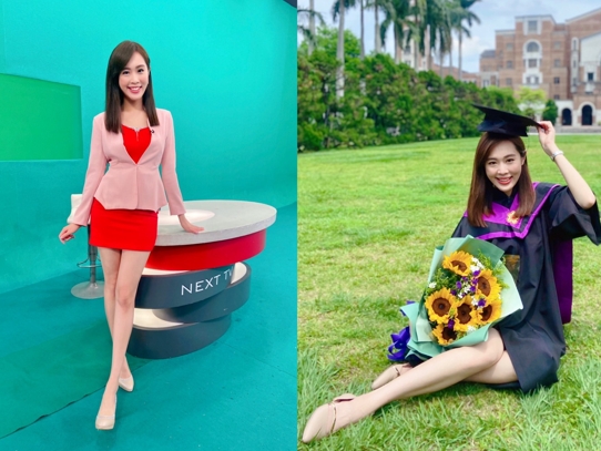 壹電視主播蔡婷育秀出台大畢業照，花四年半工半讀取碩士學位。