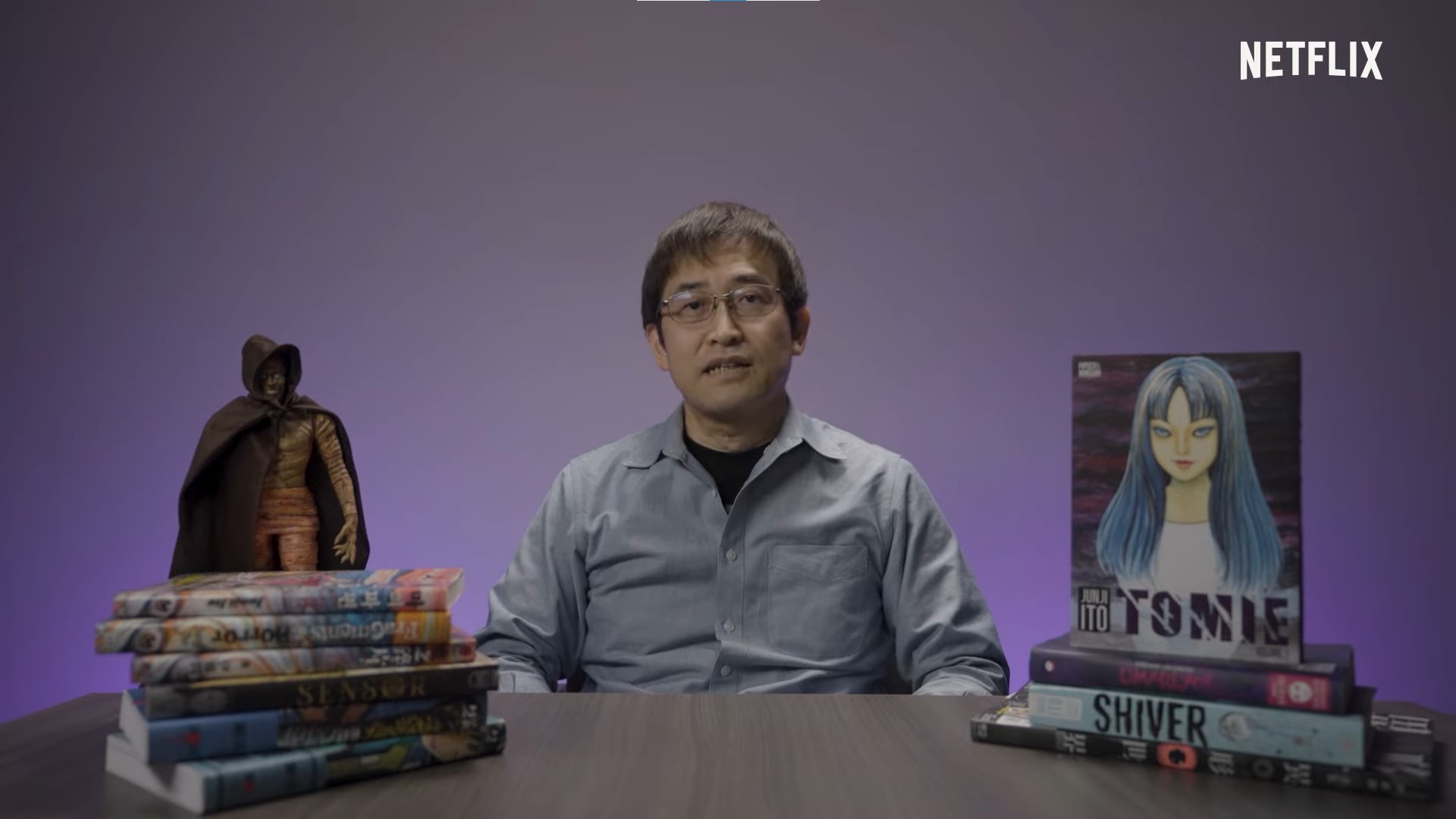 Netflix宣布將伊藤潤二多部作品改編為系列動畫,伊藤潤二也親自在影片中介紹改編概念。(翻攝自Netflix Japan YouTube)