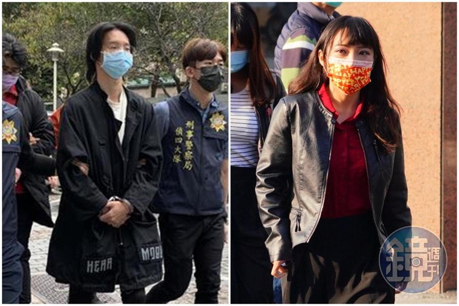 小玉（左圖中）因換臉A片遭逮，今天再度開庭，受害者之一的黃捷（右）現身新北地院。（左圖為警方提供，右圖為本刊資料照）