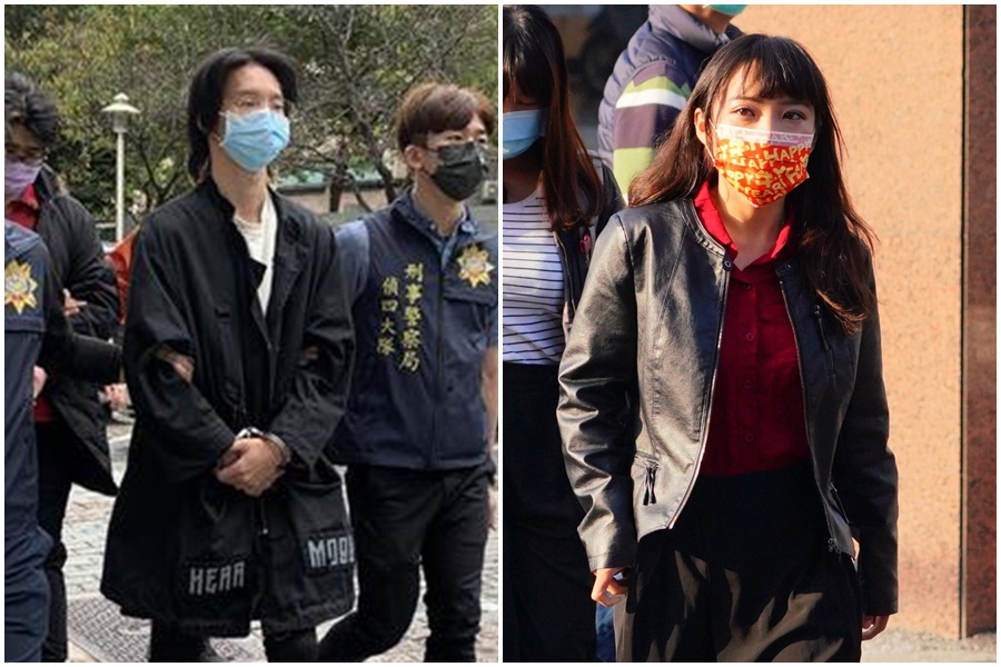 小玉（左圖中）因換臉A片遭逮，今天再度開庭，受害者之一的黃捷（右）現身新北地院。（左圖為警方提供，右圖為本刊資料照）