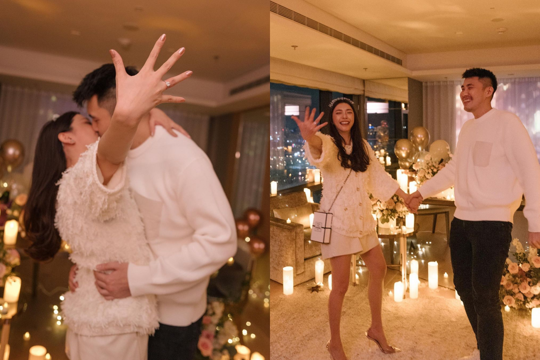 劉芒（左）和香港男友「尼尼」（右）穩交4年，昨日被求婚成功。（翻攝自劉芒IG）