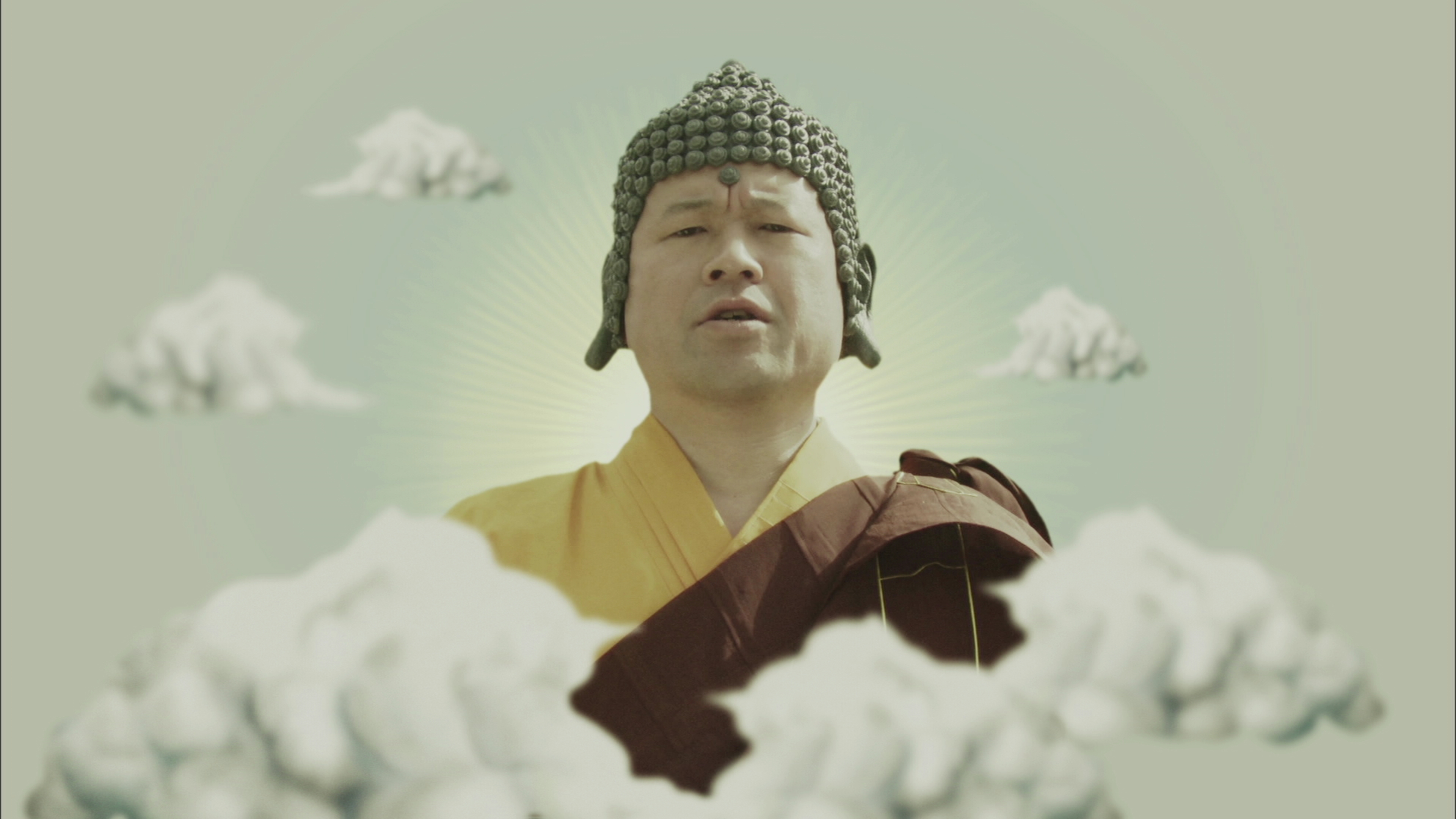 男主角佐藤二朗在日劇《勇者義彥》系列中飾演佛祖,搞笑形象深植人心。(翻攝自Netflix)