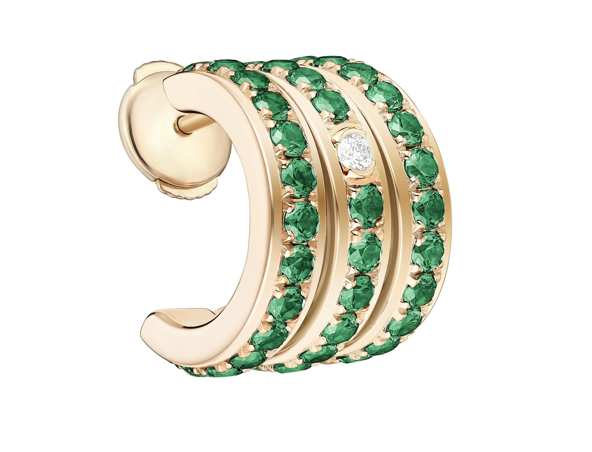 Possession系列18K玫瑰金祖母綠鑽石三圈耳環 NT$228,000 PIAGET。（PIAGET提供）