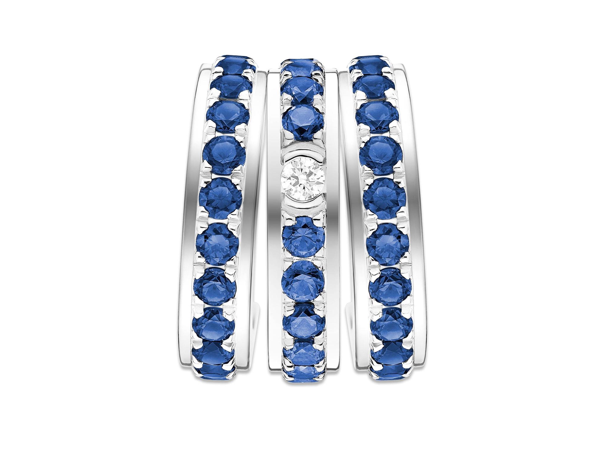 Possession系列18K白金藍寶石鑽石三圈耳環 NT$159,000 PIAGET。（PIAGET提供）