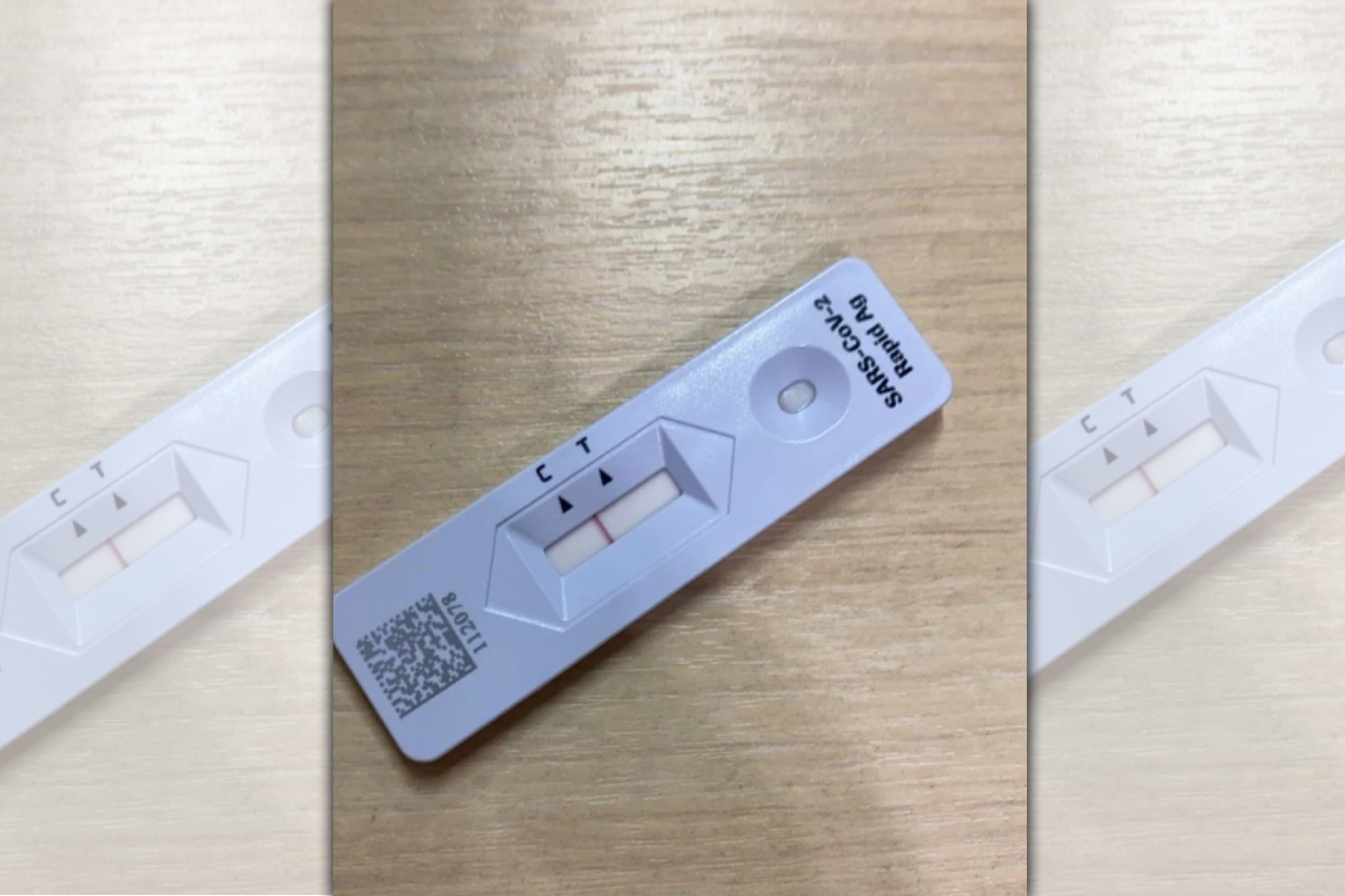 一名女網友有症狀自行快篩，結果紅線「不在C也不在T」。（翻攝Dcard）