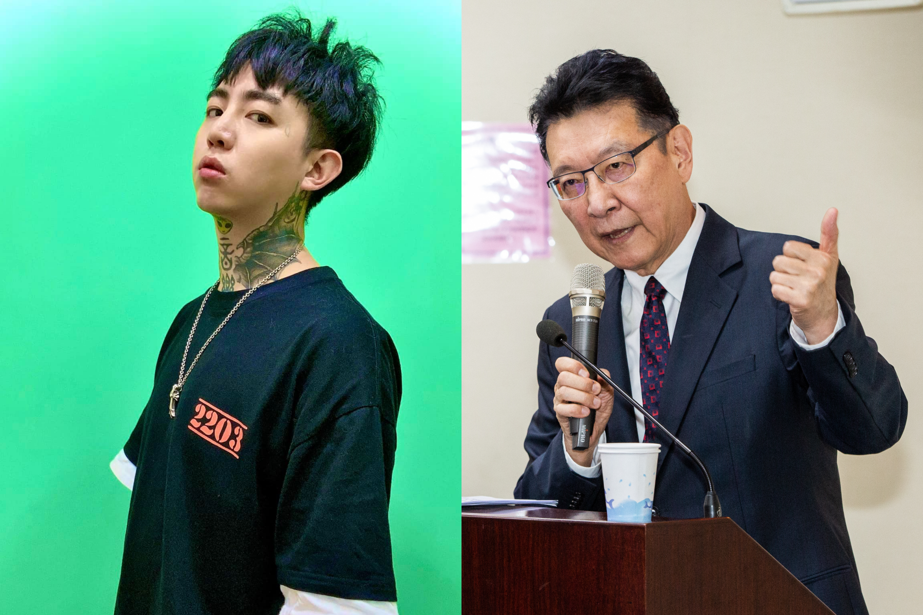 謝和弦（左）近日因為參選被趙少康（右）的小編點名，不過謝和弦直接於臉書開嗆。（翻攝自謝和弦 R-chord (阿扣)臉書、本刊資料照）