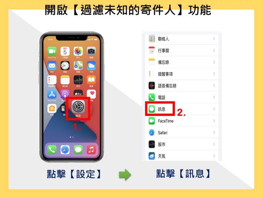 開啟「過濾未知的寄件人」功能。（翻攝自165全民防騙網）