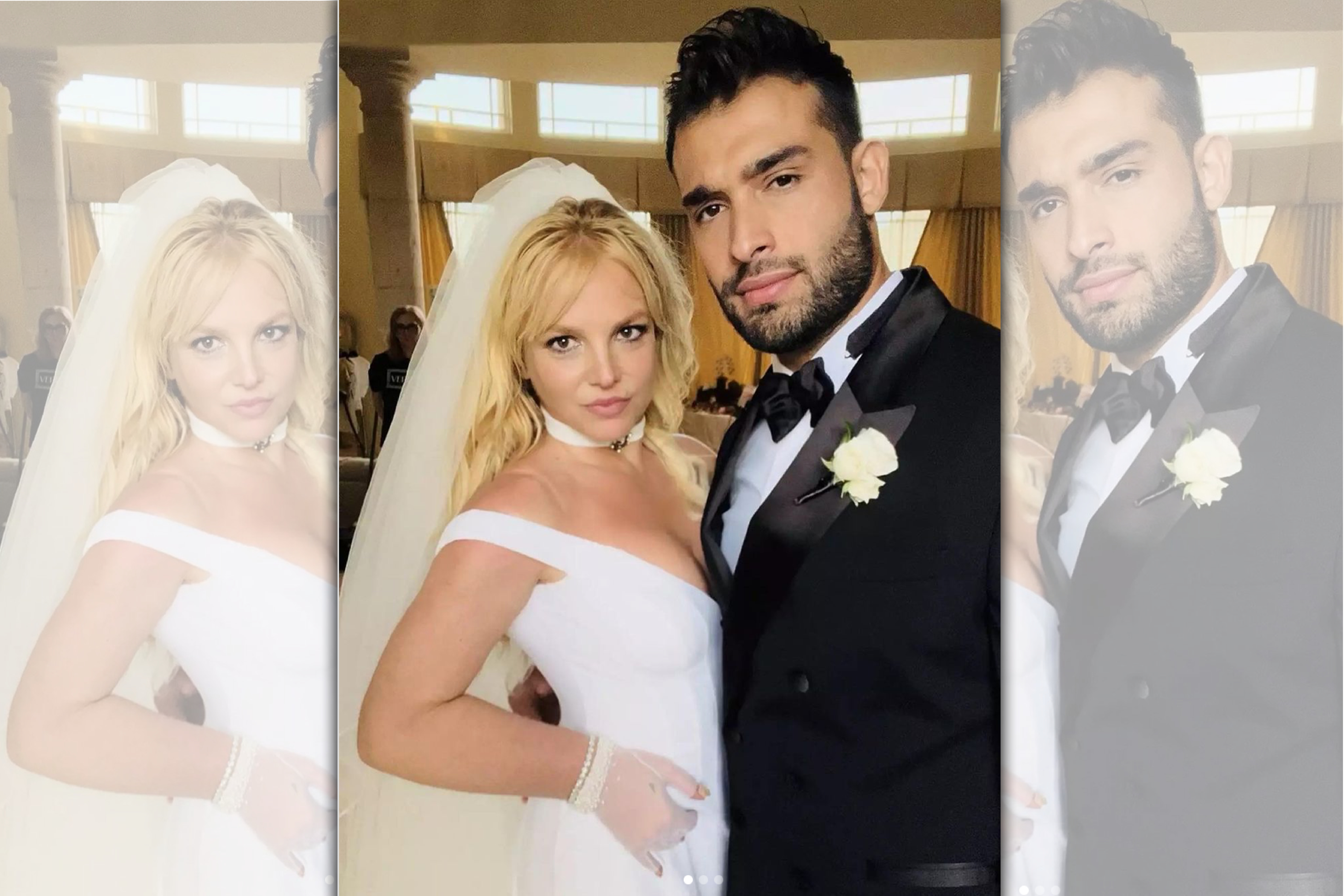 布蘭妮（左）與新婚老公山姆（右）已經簽署了婚前協議，日後如果分手，山姆分不到她婚前賺到的錢。（翻攝自Britney Spears官方Instagram）