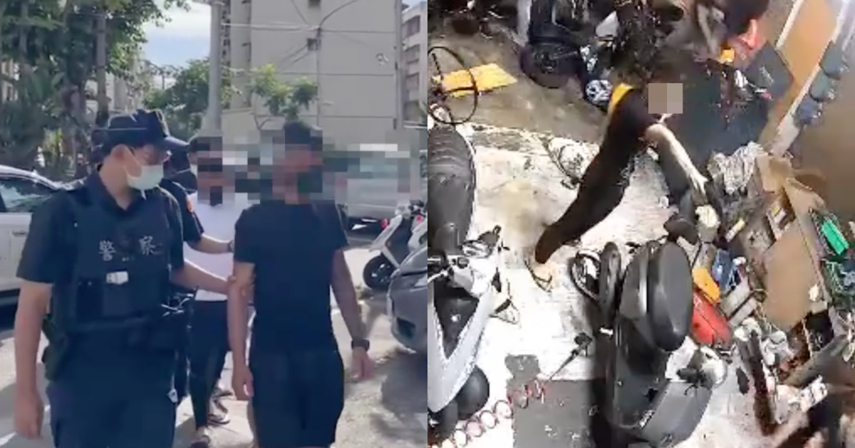 高雄鳳山驚傳棒球隊砸機車行，還朝店內開槍，警方將涉案11人逮補。（翻攝自記者爆料網）