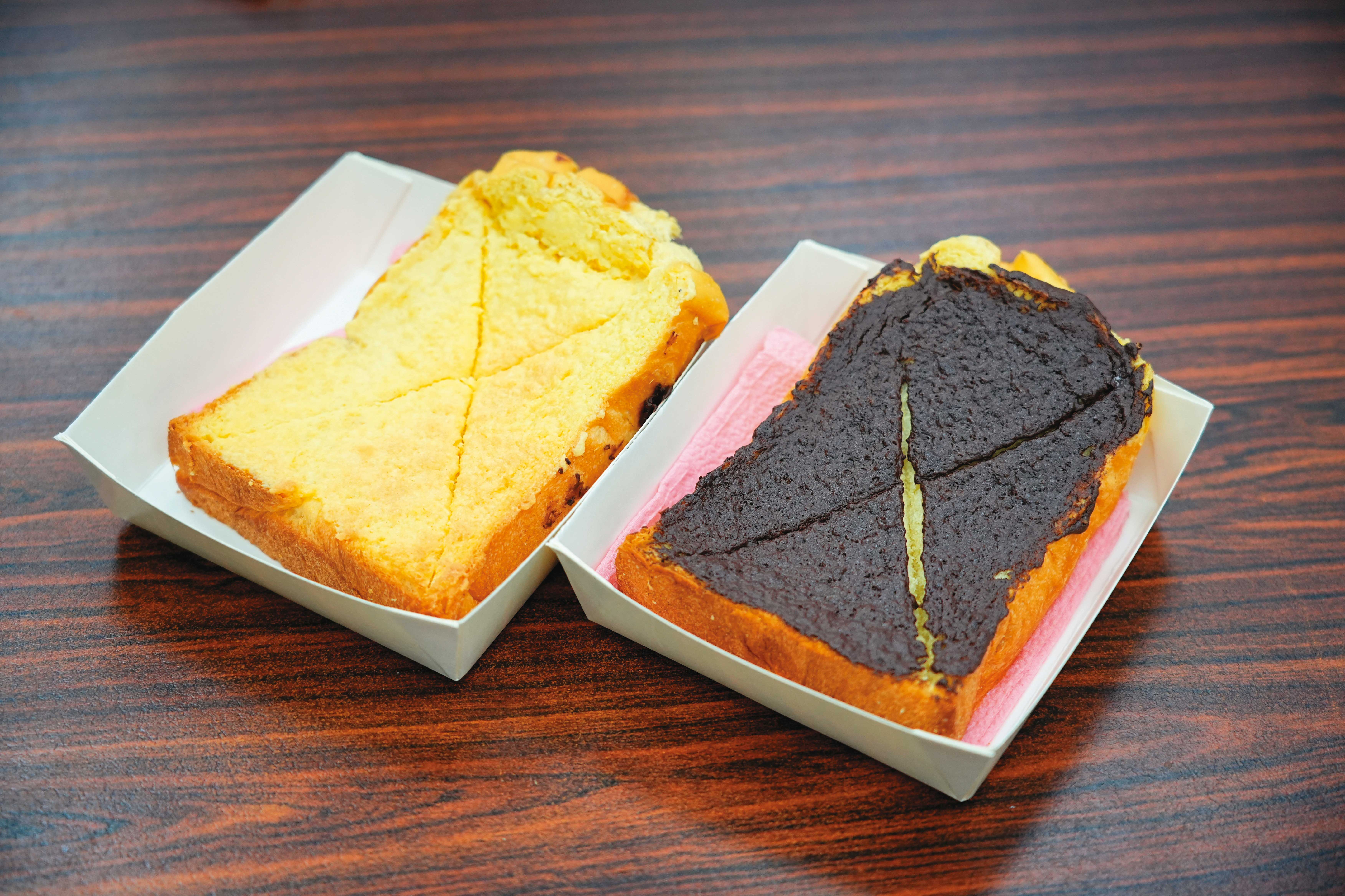 茶の魔手至今仍販售烤土司，但店員忙碌時就會技巧性停賣，想吃得靠運氣。（奶酥厚片、巧克力厚片，25元／片）