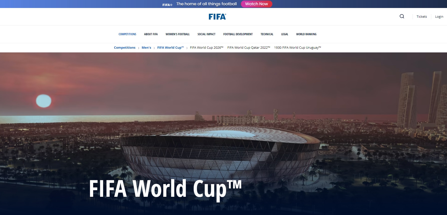 離今年FIFA世界盃還有158天，有球迷幸運抽到門票，卻發現申請「球迷證」時沒有台灣的選項。圖為國際足總官網。（翻攝自fifa.com）