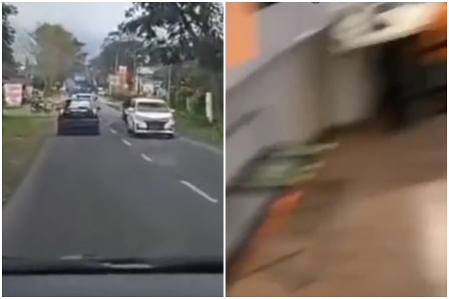 印尼網紅瑪魯察覺未婚妻與好友有染,沿路駕車跟到旅館抓姦,令他心痛不已。(翻攝自抖音)