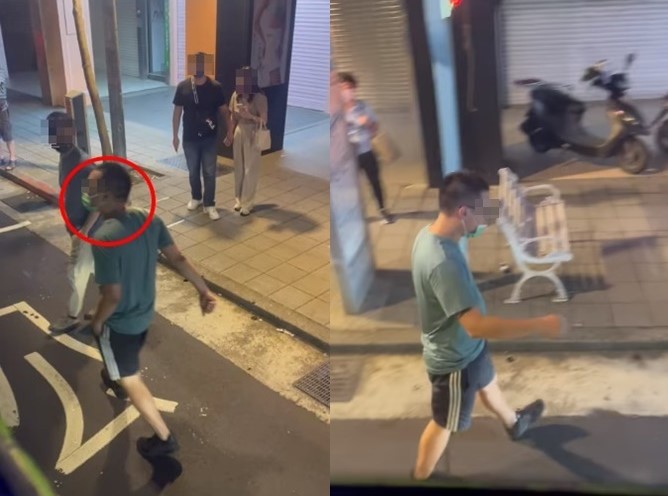 賓士車主囂張嗆聲後，又緩緩走回車子的方向，讓乘客看傻眼。（翻攝爆料公社）