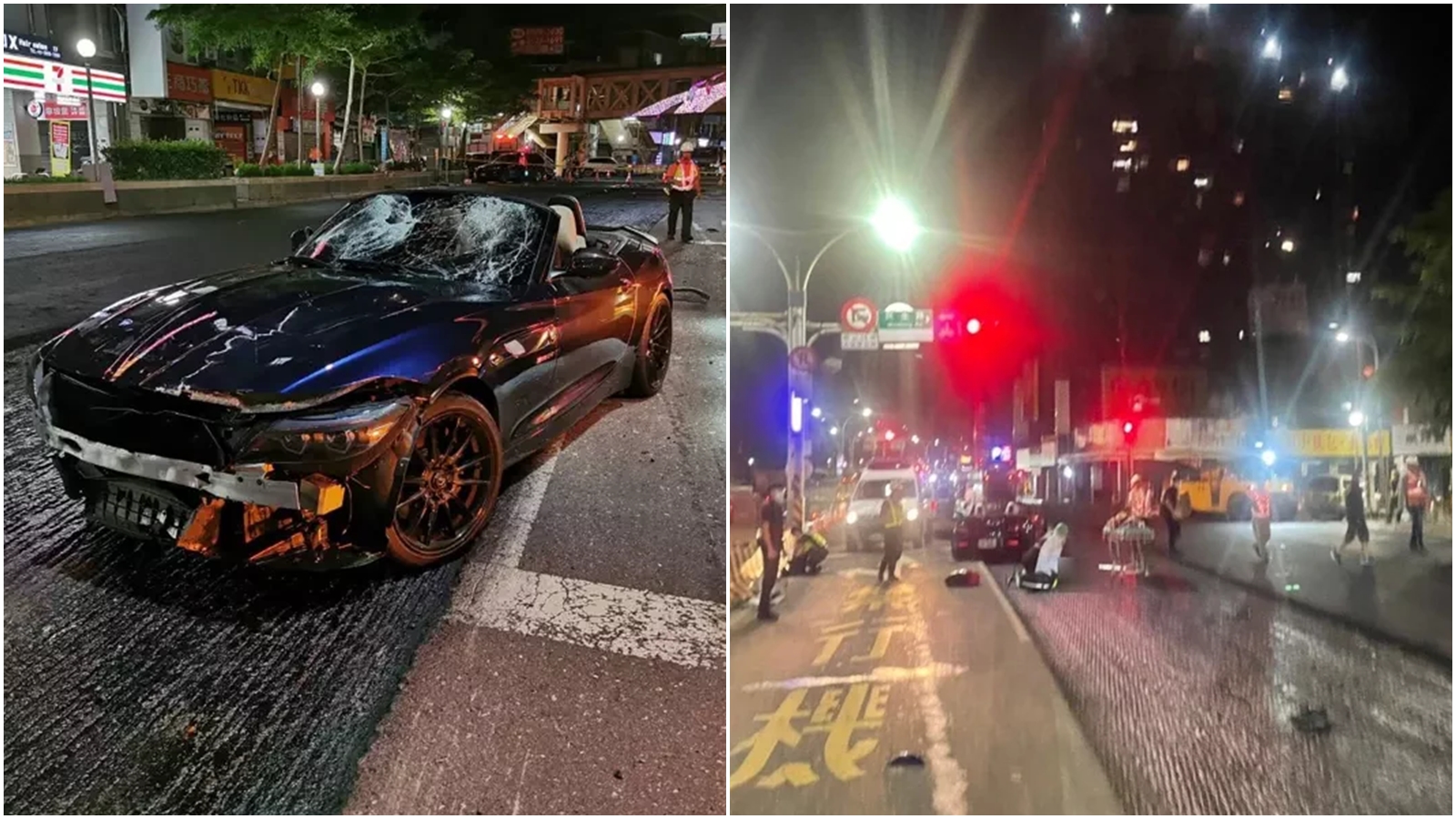 開豪車的女子三度酒駕，且在無照的情況下爛醉撞死無辜的施工人員。（翻攝畫面）