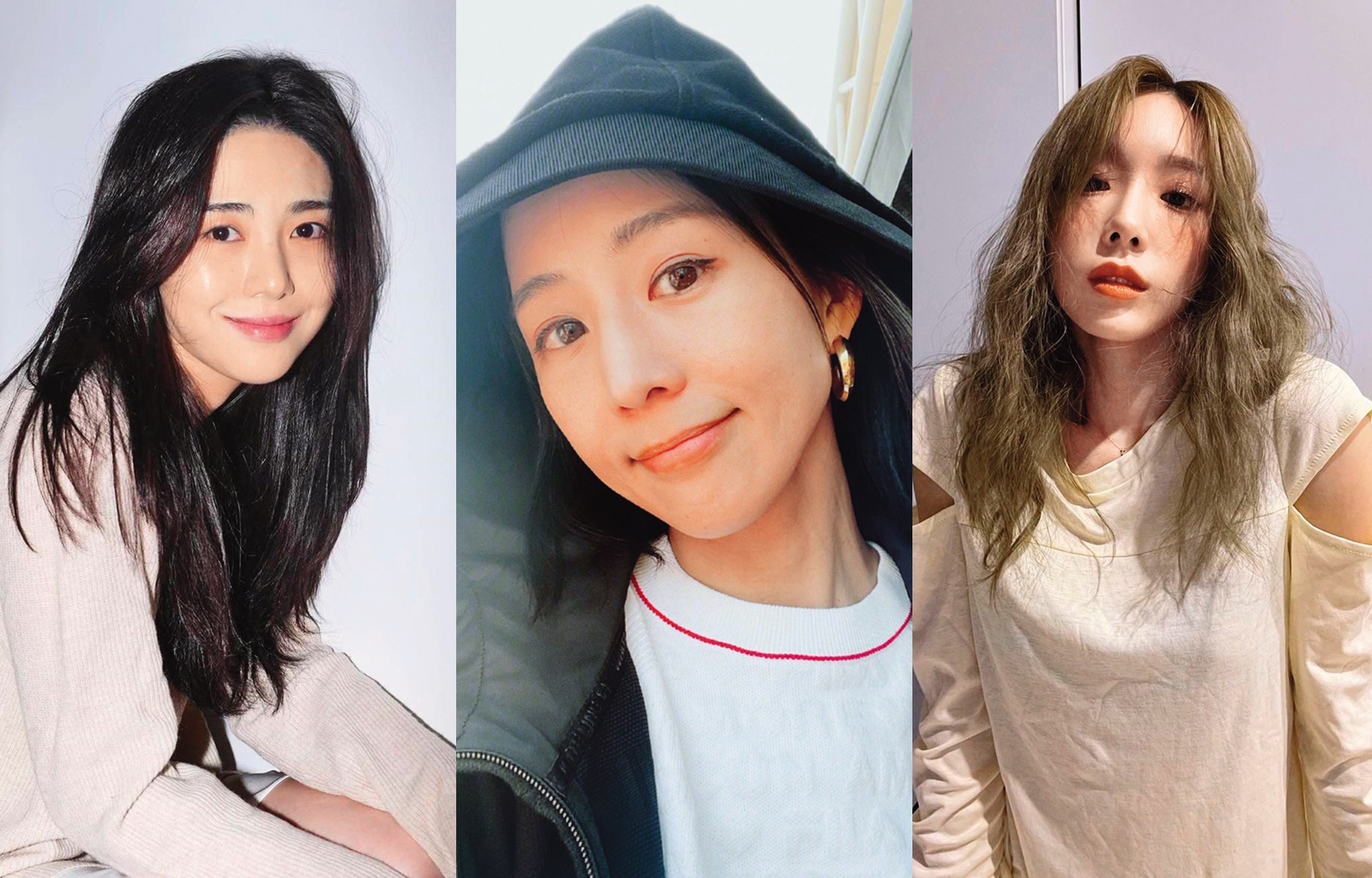 許多女星都有在認愛或被認愛後，出現逆轉導致尷尬的情況。左起為珉娥、張鈞甯和太妍。（翻攝張鈞甯微博、珉娥IG、太妍IG）