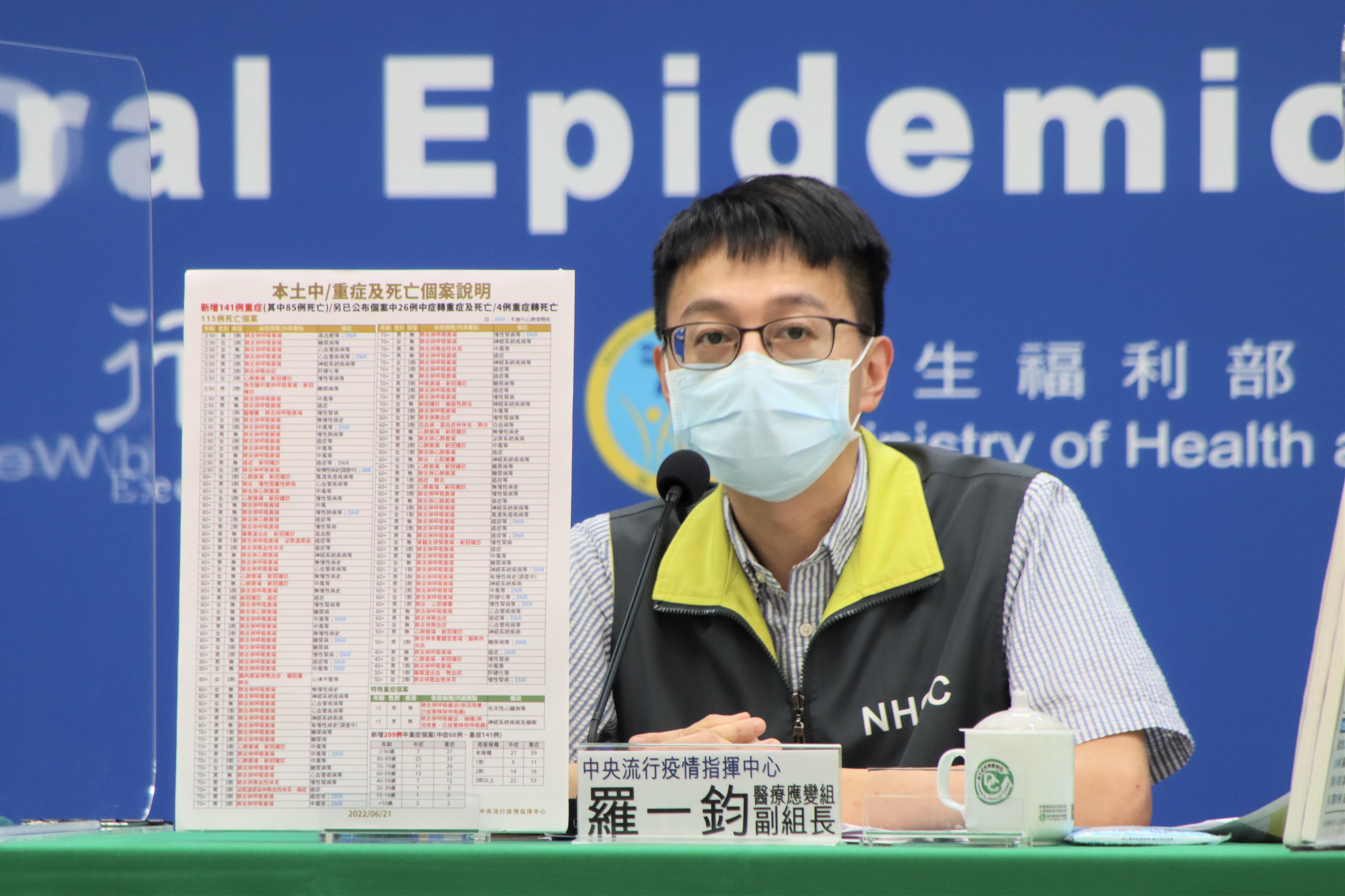 指揮中心說明最新疫情狀況。（指揮中心提供）