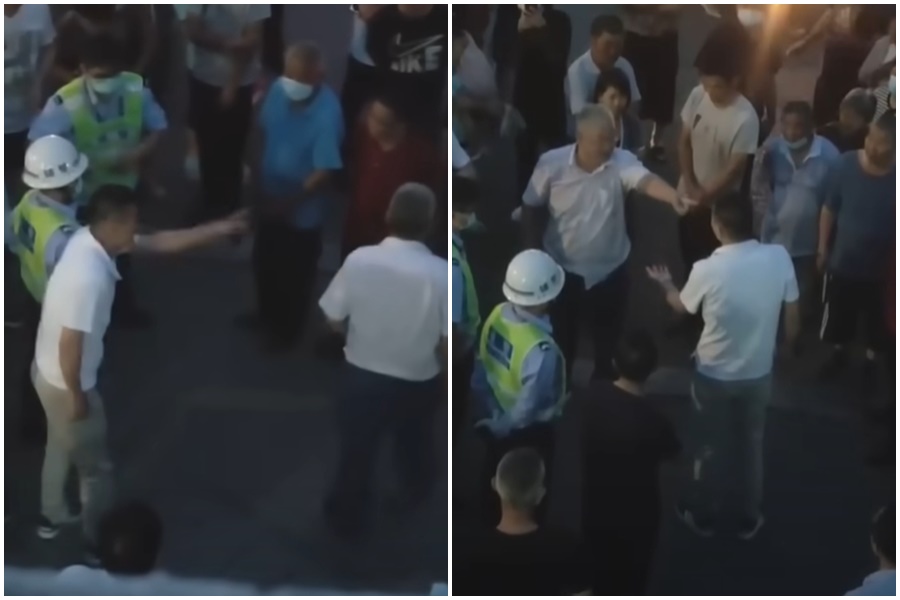 上海街頭日前發生一起爭執，本以為是單純的爭吵，沒想到卻是複雜的感情糾紛。（翻攝自YouTube）