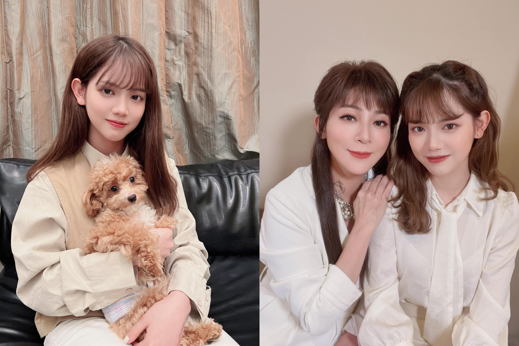 因王彩樺（右圖左）的大女兒（左圖、右圖右）外貌出色，讓眾人搶當王彩樺女婿。（翻攝自王彩樺-台灣濱崎步臉書）