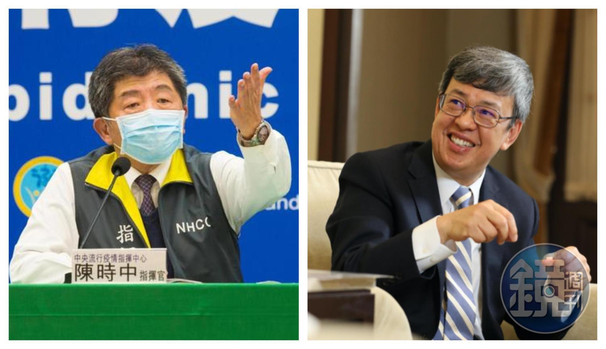 陳建仁(右圖)力挺陳時中(左圖)競選台北市市長。(本刊資料照)