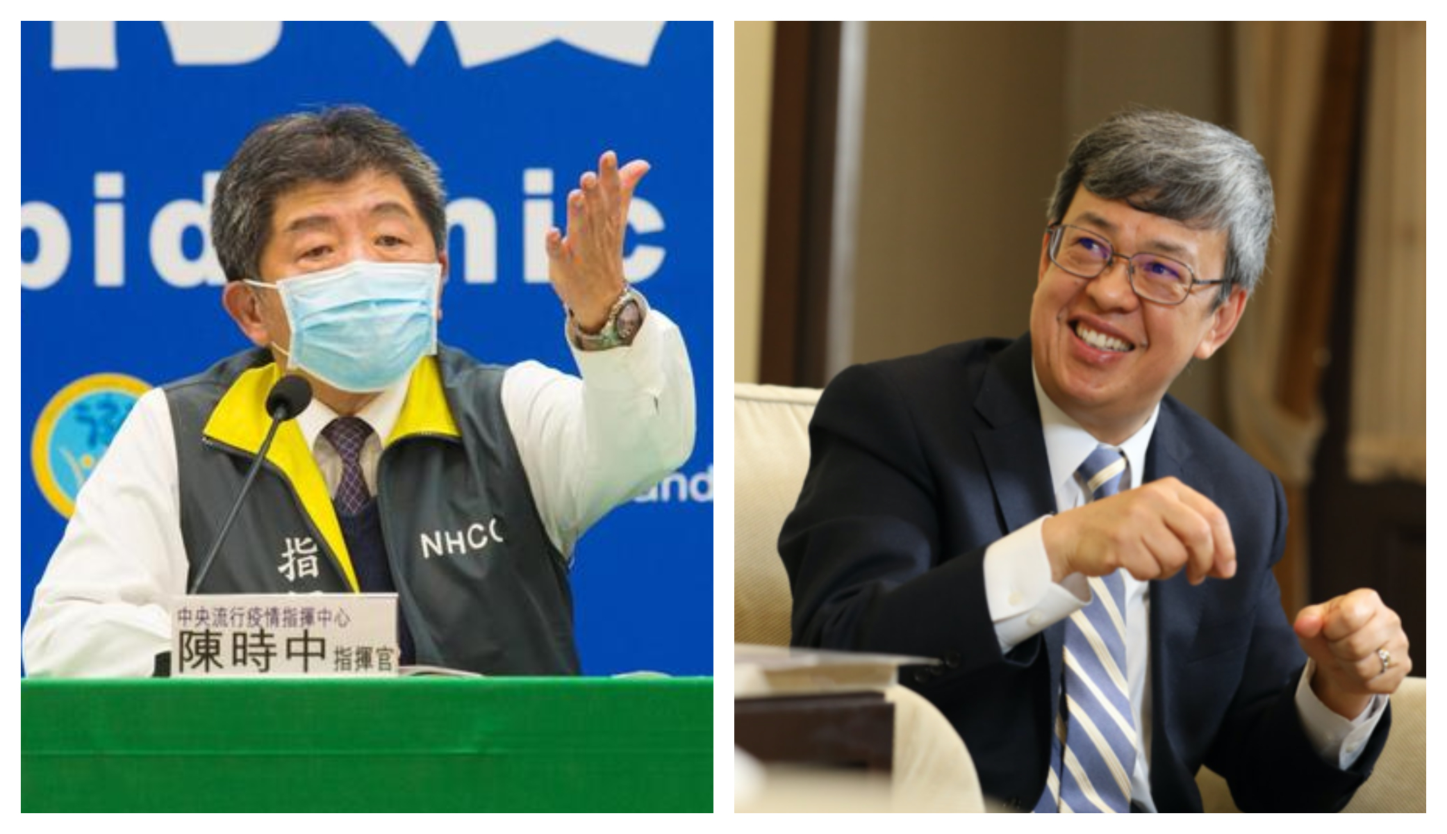 陳建仁（右圖）力挺陳時中（左圖）競選台北市市長。（本刊資料照）