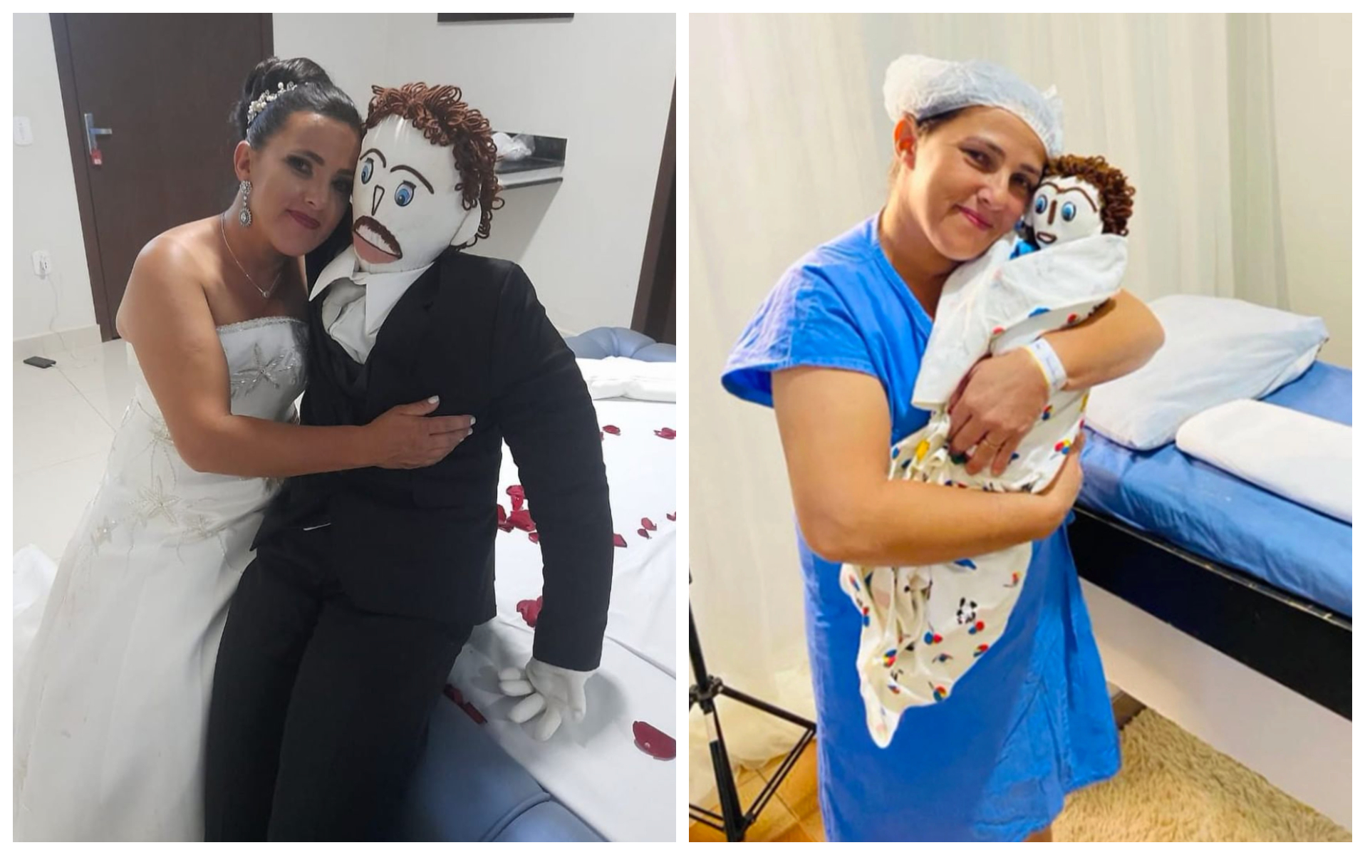 梅里沃與布娃娃「馬塞洛」結婚,還生下「愛的結晶」。(翻攝Meirivone Rocha IG)