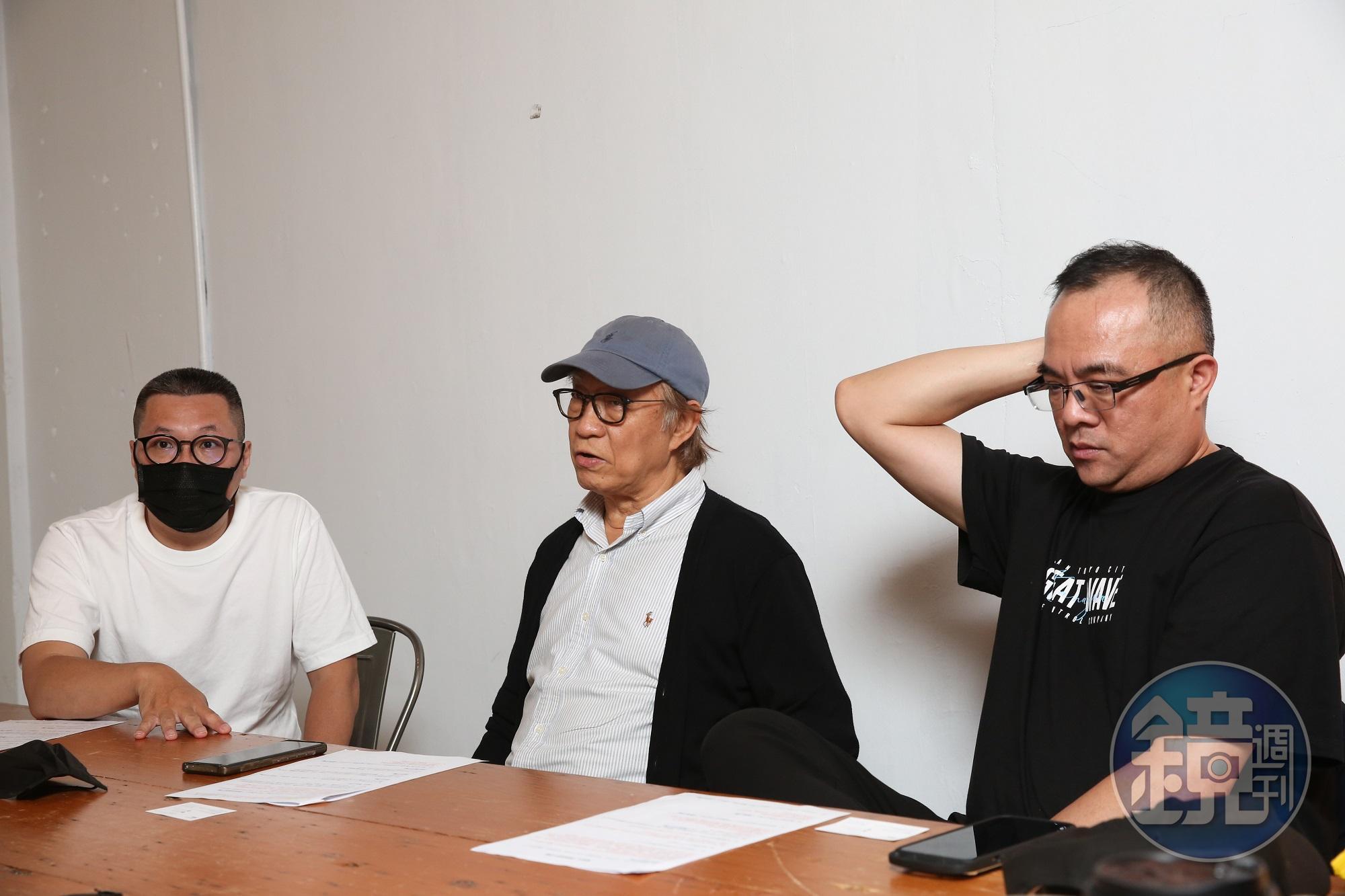 製作人潘俊豪(右至左)、監製廖慶松與後期監製李志清,組成《極島森林》幕後團隊。