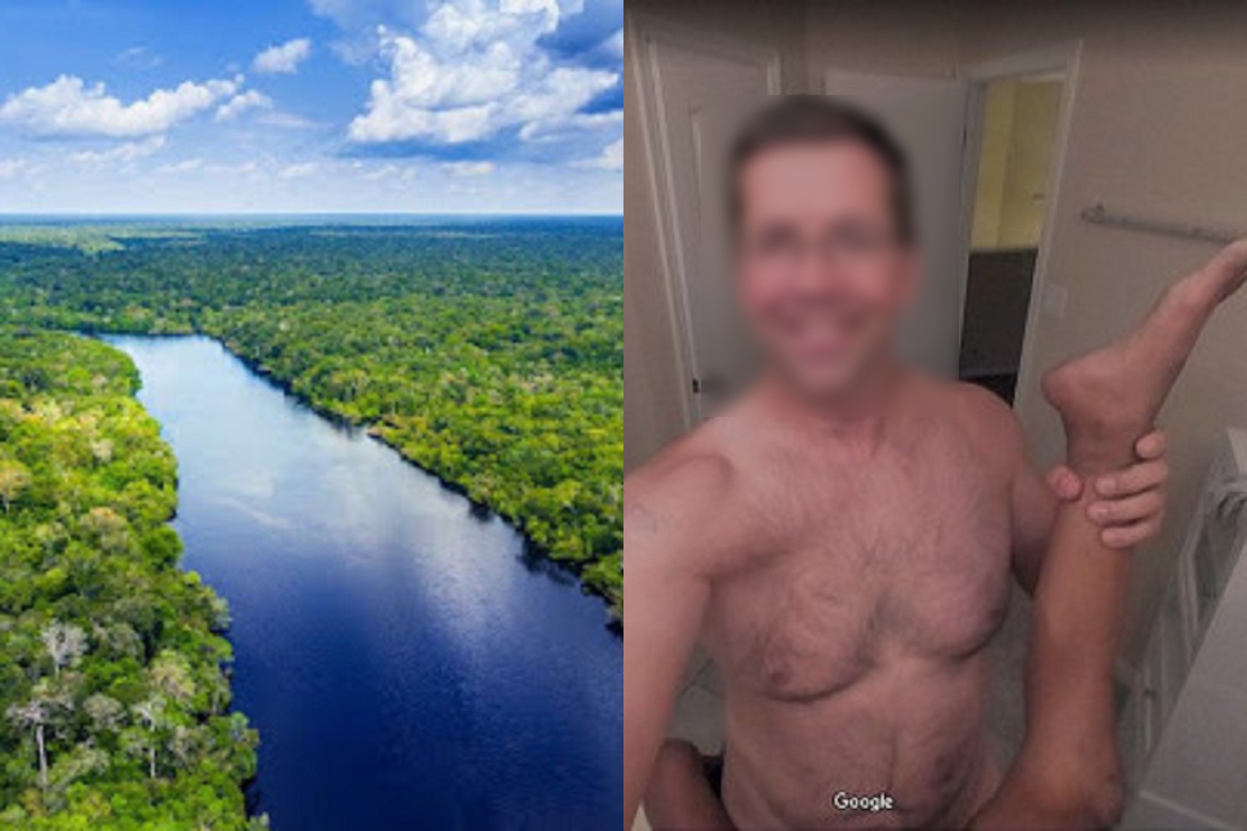 Google街景又出包！鍵入「亞馬遜雨林」，竟跳出18禁「男女祕密森林」。（翻自谷歌街景）