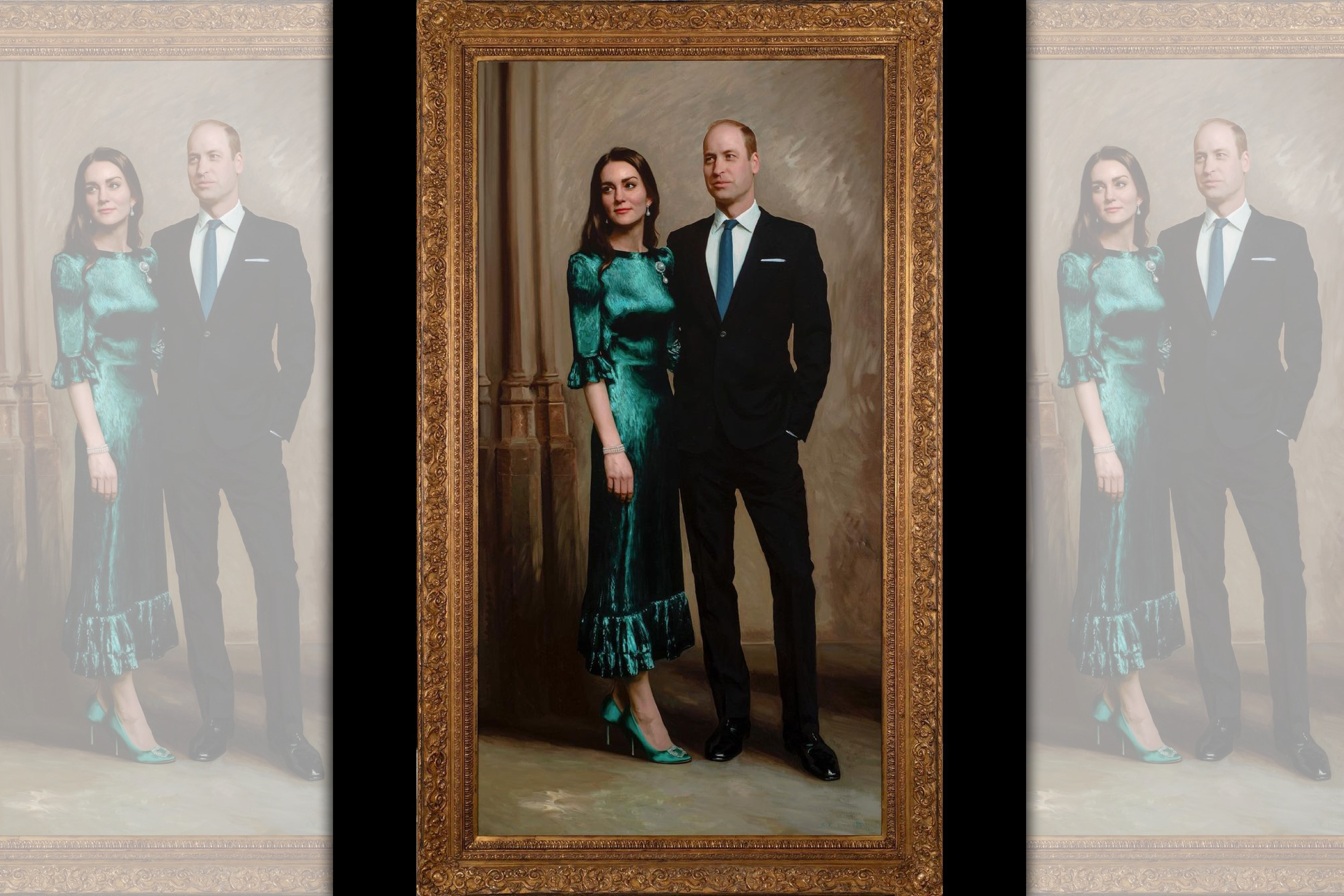 凱特王妃穿著MANOLO BLAHNIK的經典鞋款Hangisi於首幅官方肖像畫。（MANOLO BLAHNIK提供）