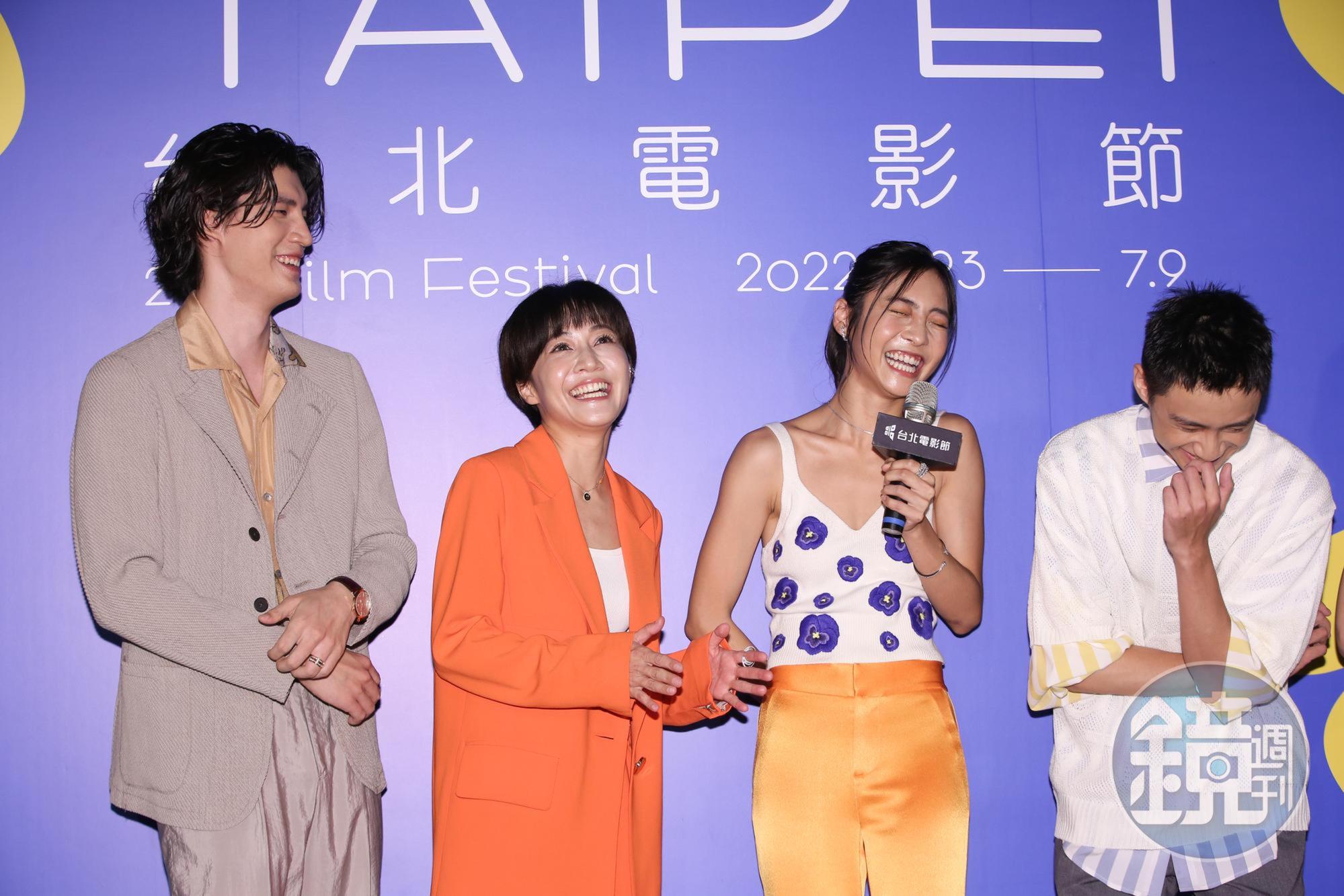 羅宏正(左起)、陳婉婷、林映彤、吳翰林出席《滴水的推理書屋》世界首映。